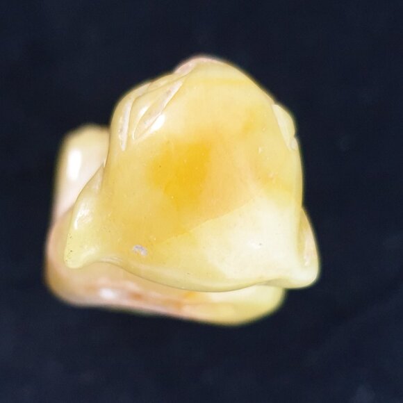 Vintage Hand Carved Genuine Yellow Jade Seated Monk Figurine - Picture 7 of 13